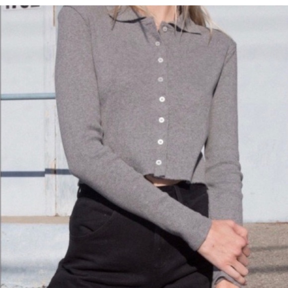 Brandy Melville Charcoal Button-Up Cardigan - Picture 1 of 6